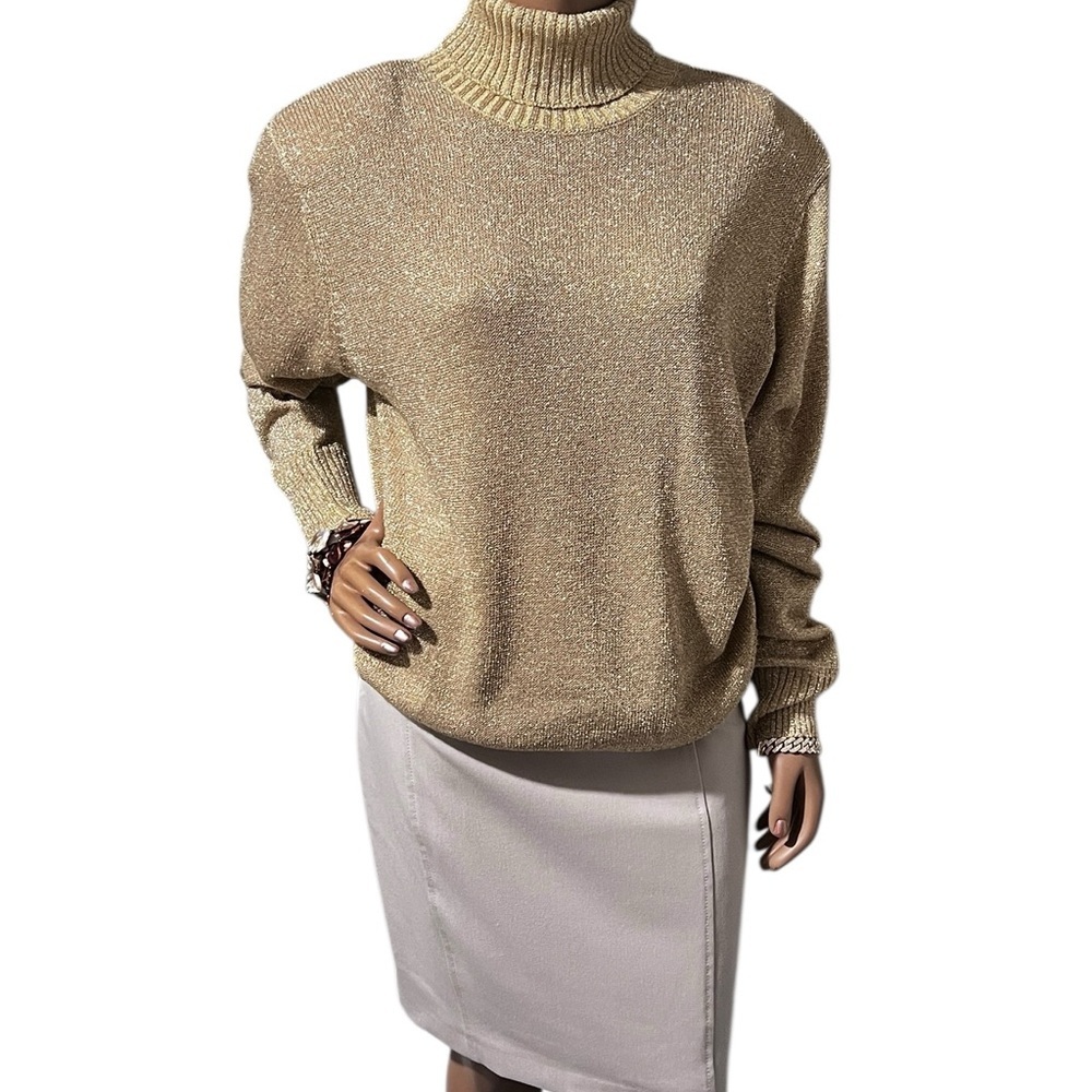 Gold Turtleneck Sweater Westbound style Chic and Y2K Vibes. Excellent C ☑️ - Picture 9 of 10